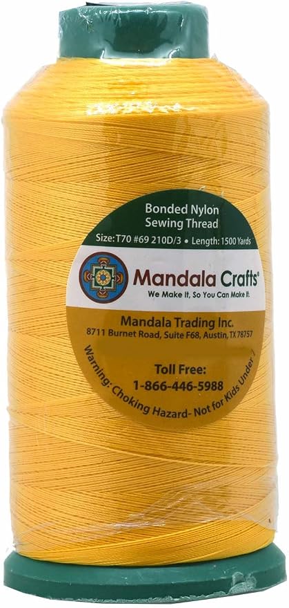 Mandala Crafts Bonded Nylon Thread Yellow Heavy Duty Sewing Threads - Image 2