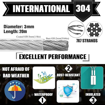 1/8 Inch Heavy-Duty Stainless Steel Cable 65FT Wire Rope - Image 5