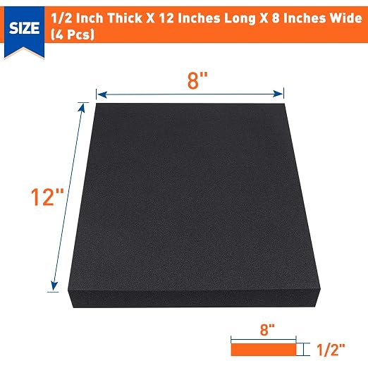 MAGZO 4Pcs Adhesive Foam Padding 1/2 in Thick X 12 in X 8 in, Closed Cell Foam - Image 2