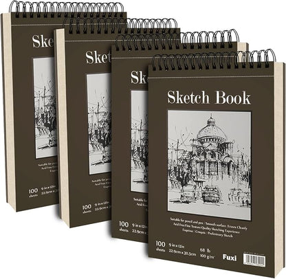 9 x 12 inches Sketch Book, Top Spiral Bound Sketch Pad, 4 Pack 100 Sheets Each - Image 9