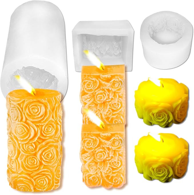 3PCS Rose Molds Silicone Candle Molds, Acxydm Valentine's Day Large Pillar - Image 8