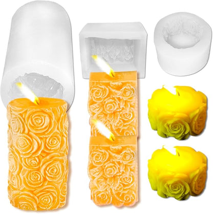 3PCS Rose Molds Silicone Candle Molds, Acxydm Valentine's Day Large Pillar - Image 8