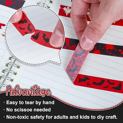 Whaline 12 Rolls Halloween Bloody Washi Tapes Blood Spatter Spooky Bloodstain - Image 3