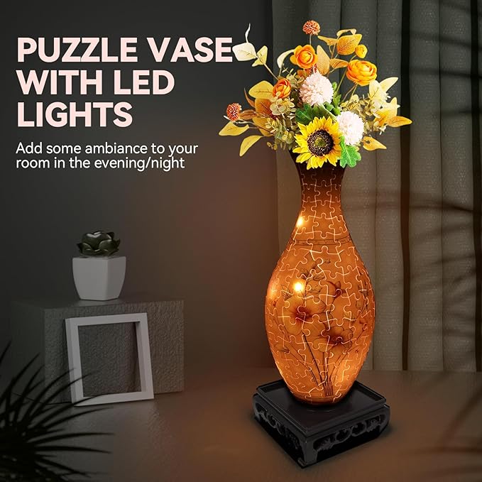 3D Puzzles Vase for Adults, Birthday Gifts for Women, 160 Pieces Plastic DIY - Image 2