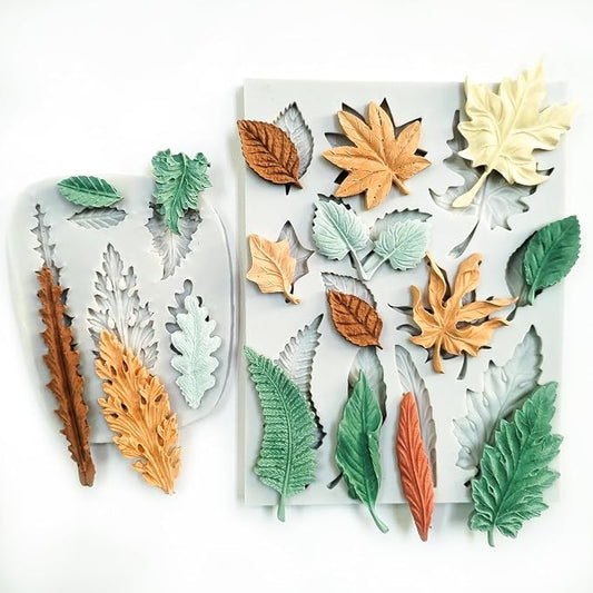 2PCS Leaf Silicone Molds, Tree Leaves Shape Cake Fondant Mold, 3D Unique by Wehous