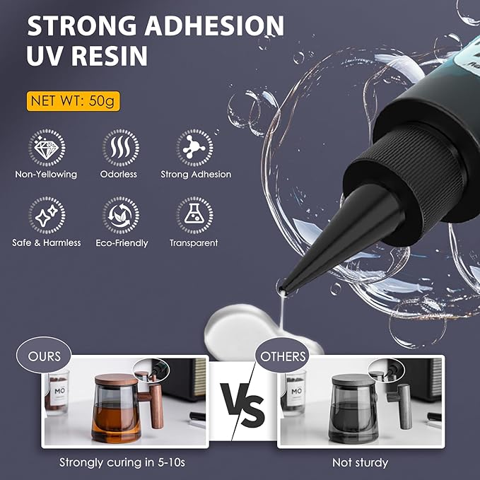 UV Resin Kit with Light, 50g UV Resin with Rechargeable 395NM UV Flashlight - Image 3