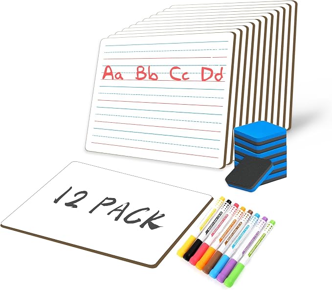 White Board Dry Erase Boards Classroom Pack Mini White Boards 9" x12” Double by fwipiyo