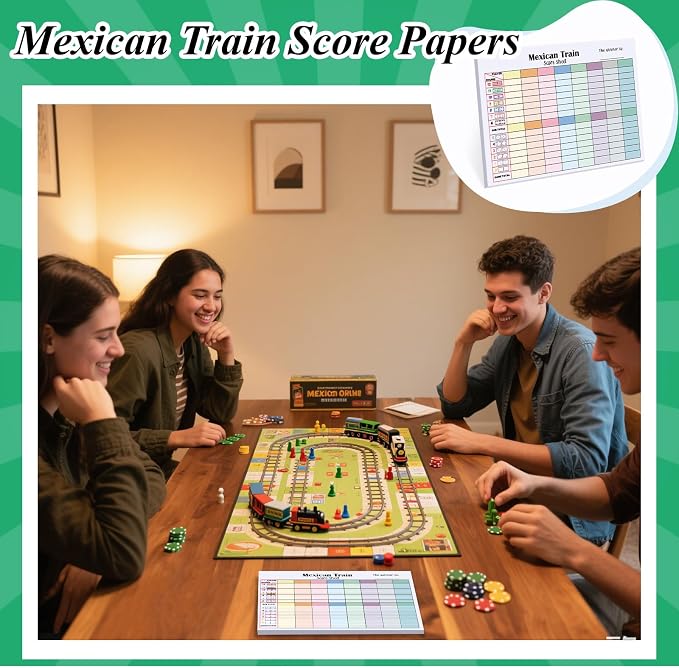 1 Pack 60 Sheets Mexican Train Score Pads Colorful Chicken Foot Dominoes Game - Image 6