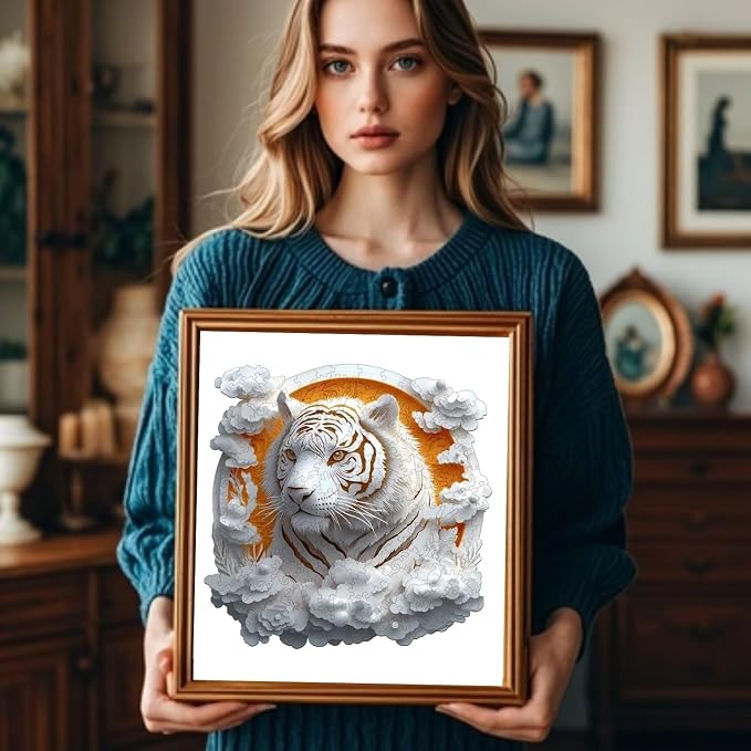 Wooden Puzzles Adults, 3D Paper Tiger Wooden Puzzles 200 Pieces, Unique Animal - Image 5