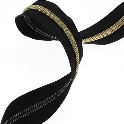 Leekayer #5 Metallic Nylon Coil Zippers by The Yard Bulk 10 Yards Black Zipper - Image 5