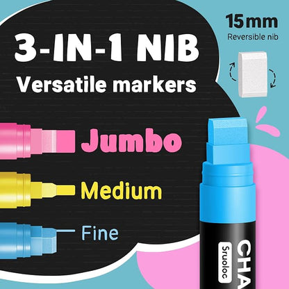 Window Chalk Markers for Glass Washable, 20 Colors Jumbo Liquid Chalk Marker - Image 2
