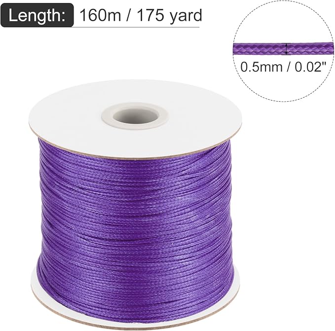 MECCANIXITY Waxed Polyester Cord 0.5mm 175 Yard Purple - Image 2