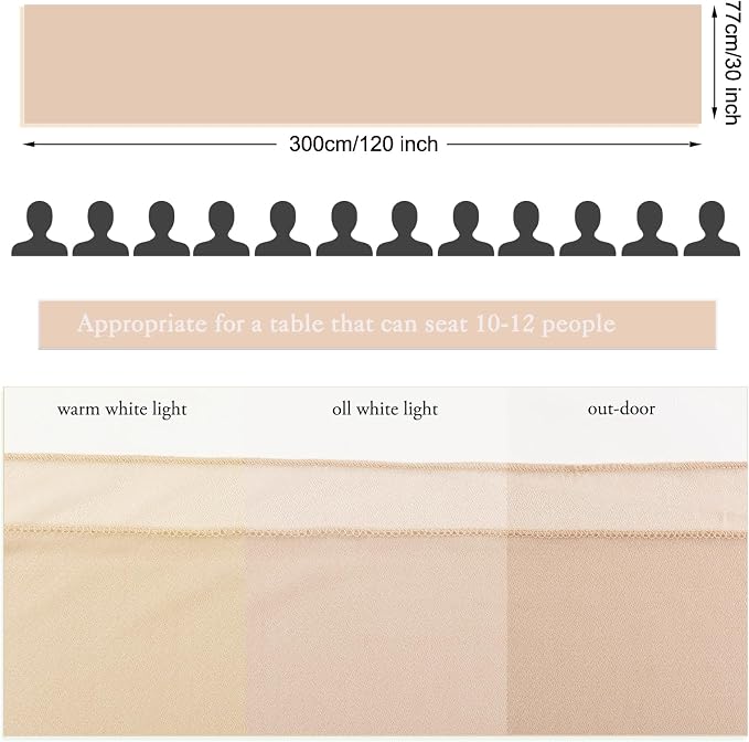 Champagne Chiffon Table Runner 30 x 120 Inches Sheer Table Runner 10ft Romantic - Image 5