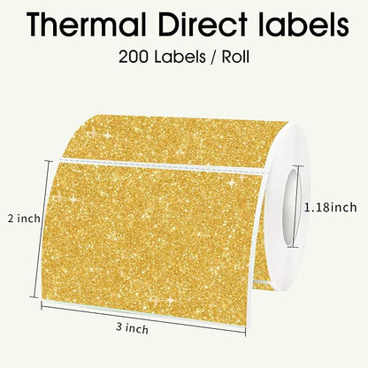 3x2 Inch Holographic Thermal Labels, Glitter Gold Thermal Sticker Labels - Image 4