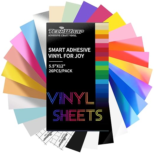 TECKWRAP 5.5"x12" Smart Adhesive Vinyl 25 Colors Holographic Chrome, Matte & by TECKWRAP