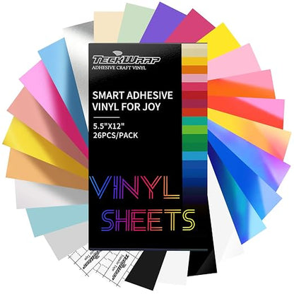TECKWRAP 5.5"x12" Smart Adhesive Vinyl 25 Colors Holographic Chrome, Matte & by TECKWRAP