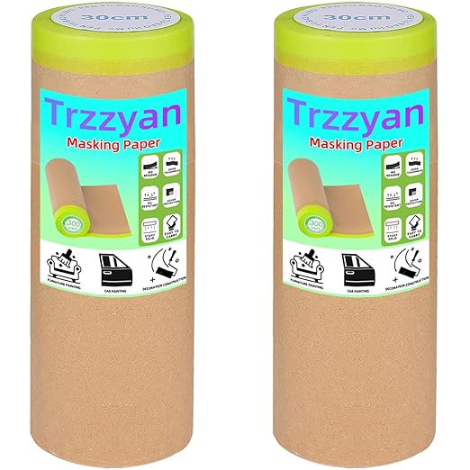 2 Roll 12Inchx50Feet Pre-Taped Masking Paper Roll by Unknown