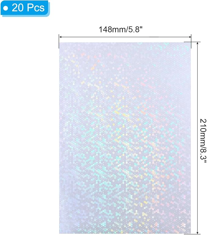 PATIKIL 8.3x5.8" Holographic Sticker Paper, 20Sheets A5 Polypropylene - Image 2