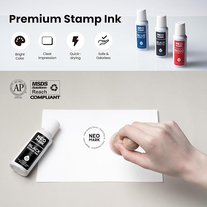 Premium Stamp Ink, Quick-Drying & AP-Certified Non-Toxic Refill Ink - Image 2