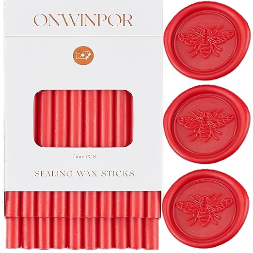Wax Seal Sticks Red, ONWINPOR 20pcs Glue Gun Wax Sealing Sticks by ONWINPOR