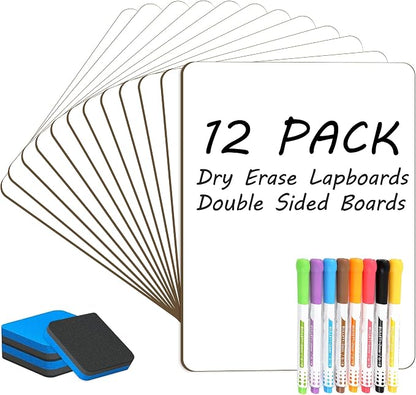 Dry Erase Lapboards Student Pack of 12, 9x12 inch Double Sided White Boards by pmybupo