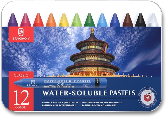 12 Colors Water Soluble Pastels, Watercolor Pastels Set by ColorYourWorldwithiCrayon