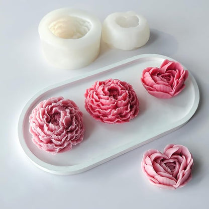 3D Flower Silicone Soap Mold 2 pcs Rose Flower Molds Peony Candle Mold by JDHSilicone