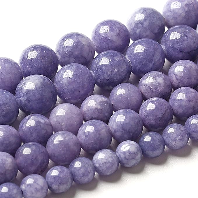 8MM Lavender Purple Chalcedony Natural Stone Round Loose Beads - Image 2