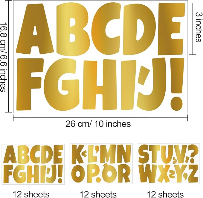 Bemeol Letter Stickers 432 Pieces 36 Sheets Bulletin Board Letters 3 Inch - Image 2