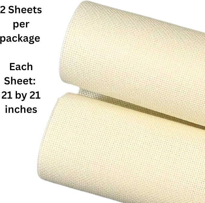 2 Sheets of Ivory 14 Count Aida Cloth – 21 x 21 Inch Pre-Cut Fabric Squares – - Image 2