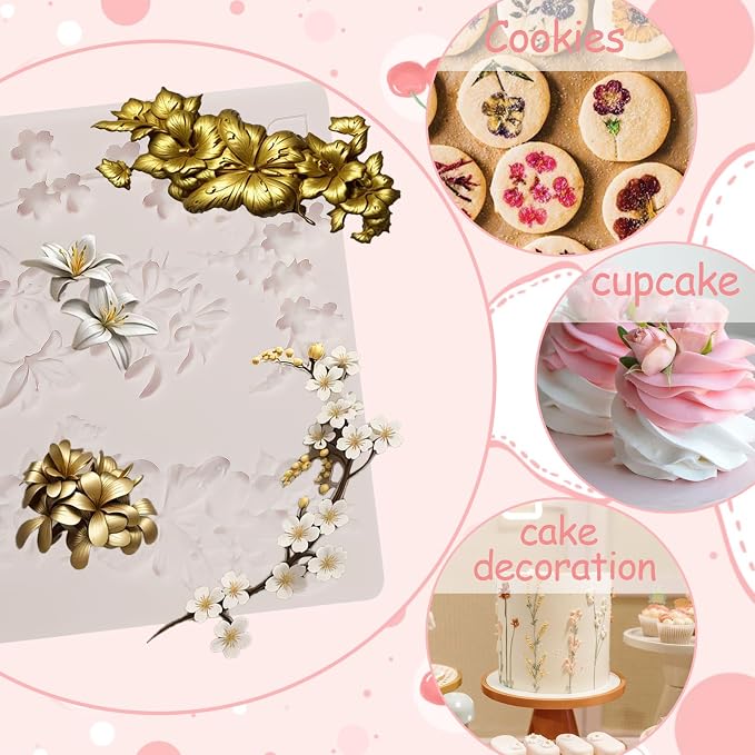 1 Pcs 3D Embossed Flower Fondant Mold, Exquisite Butterfly Lily Chocolate - Image 5
