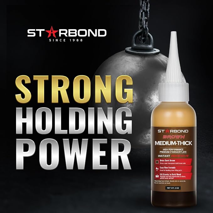STARBOND 2 oz. Dark Brown Medium-Thick CA Glue Knot Filler 500 CPS Viscosity - Image 3