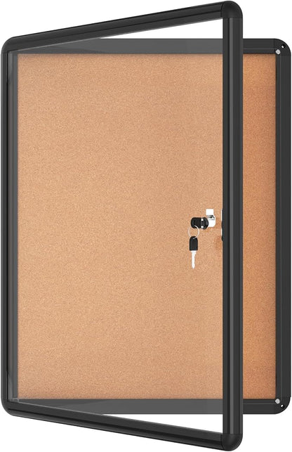 26"x20" Enclosed Bulletin Board, Lockable Weather-Resistant Aluminum Cork by MifuroOfficeProduct