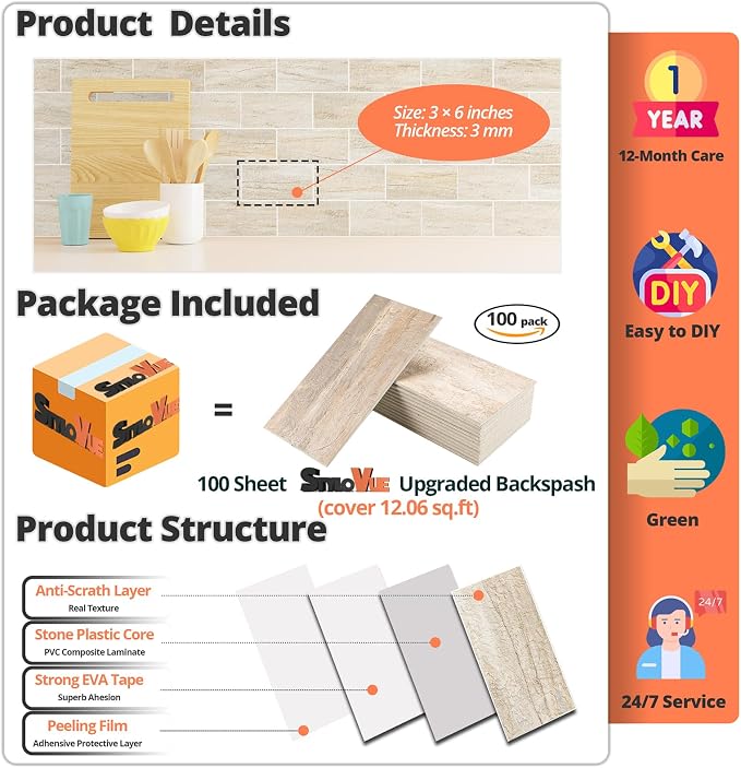 100 Pieces Peel and Stick Backsplash - Image 3