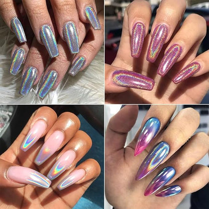 10 Colors Holographic Nail Powder, Holo Aurora Iridescent Metallic Mirror Laser - Image 3