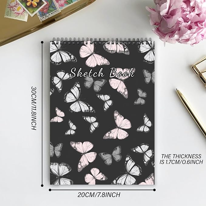 Deokke Sketchbook Top Spiral Bound Sketch Pad, 9 x 12 inch, 100GSM Thick Paper - Image 3