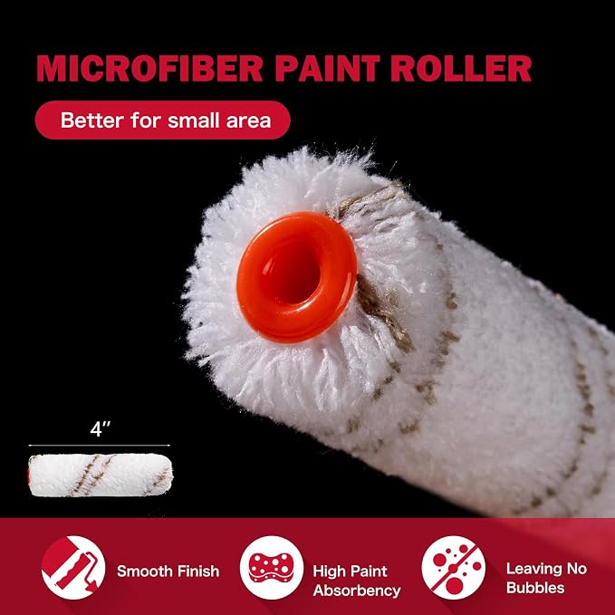 Mister Rui Paint Roller Kit-13 Piece, 4-Inch Microfiber Paint Rollers - Image 4