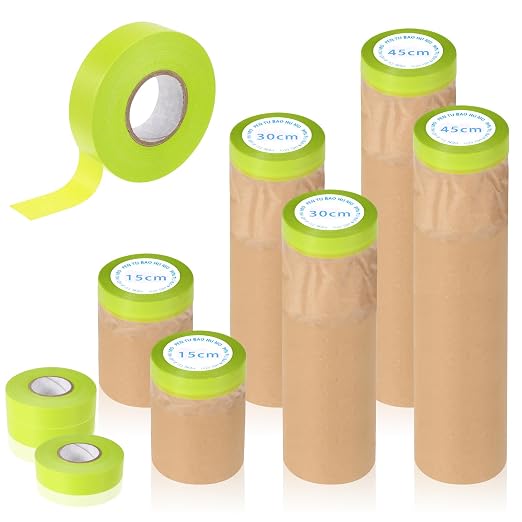 6 Rolls Pre-Taped Paint Masking Paper and 3 Masking Tape, 50 Feet/ Roll by Unknown