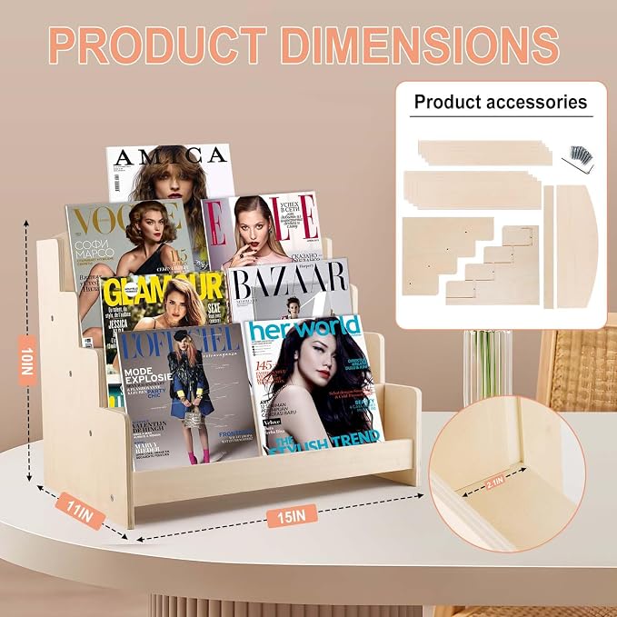 4-Tier Wooden Greeting Card Display Stand, Sticker Organizer Rack, Retail - Image 5