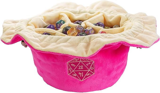 Large Dice Bags with Pockets Pink Storage Bag D20 Logo - Image 3