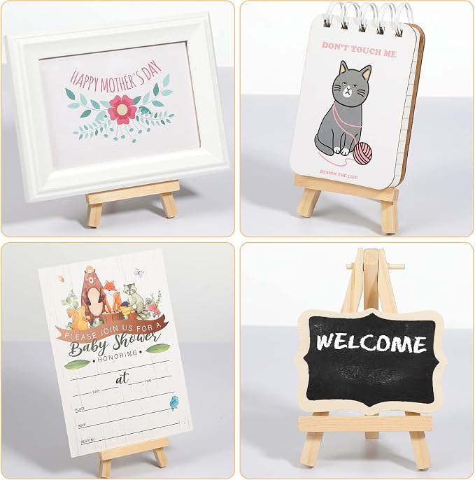 40 Pack 5 Inch Mini Wood Easel Stand Mini Wood Display Easel Wooden Tripod - Image 7
