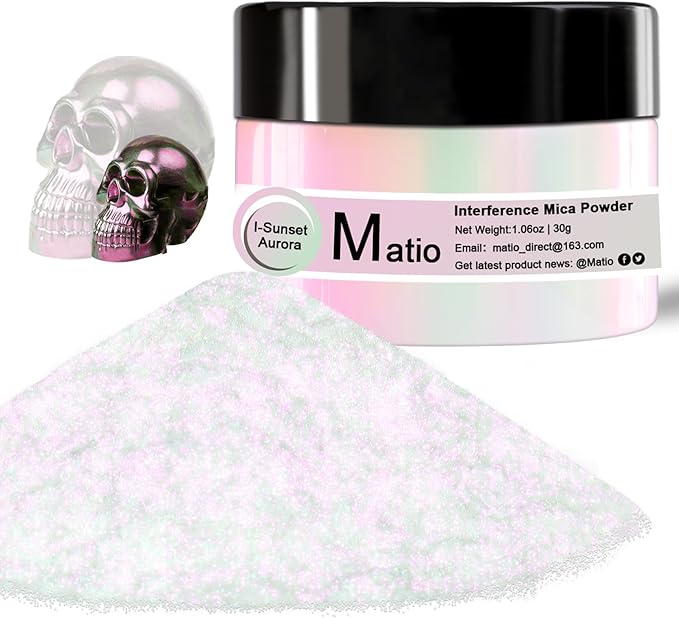 Matio Interference Mica Powder, 1.06oz/ 30g Sunset Aurora Chrome Powder by Matio
