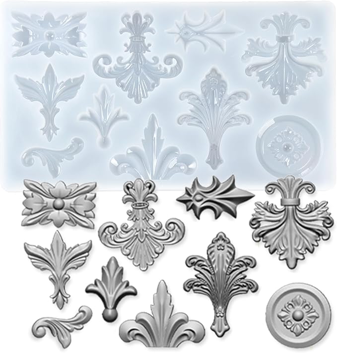 Baroque Medallion Mold for Polyclay Air Dry Clay Plaster by FUNSHOWCASE