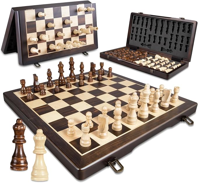 Magnetic Wooden Chess Set for Adults Kids by ELONGDI