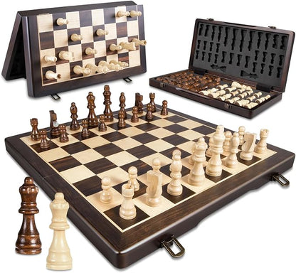 Magnetic Wooden Chess Set for Adults Kids by ELONGDI