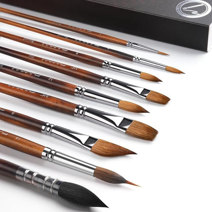 Watercolor Brushes Professional, Fuumuui 9pcs Sable Paint Brushes & Natural - Image 7