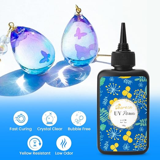 Bsrezn 200g UV Resin Kit with Large Light 32 Beads, Crystal Clear Solar - Image 2