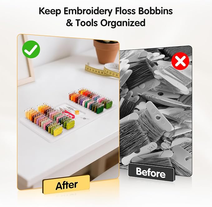 3mm Embroidery Floss Storage Organizer, 52-Slot Bobbin & Tools Tray - Image 7