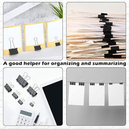 Yexiya 1000 Pcs Binder Clips Bulk Assorted Sizes Black Paper Clips Small Binder - Image 5