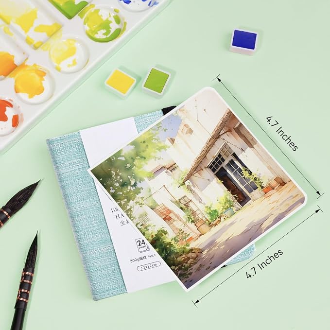 Lightwish Square Watercolor Journal, 100% Cotton, 300gsm/140lb, 24 Sheets Hot - Image 6